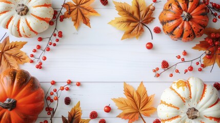 Fototapeta premium A Halloween background with a group of jack-o'-lanterns arranged on a rustic wooden porch. 