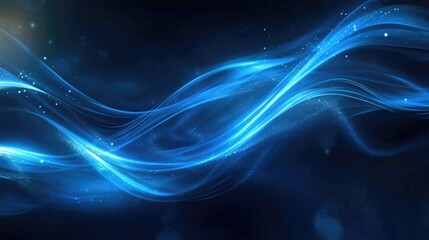 Dark blue backdrop featuring glowing wave lines, creating a captivating and sleek visual effect.