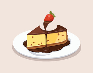 Cheese cake with chocolate cream isolated on white background 