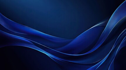 Dark blue background with elegant wave lines, ideal for futuristic technology concepts in banners, brochures, and posters.