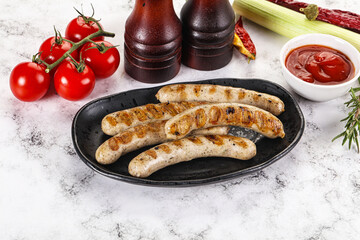 Grilled natural organick white sausages