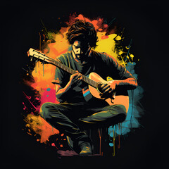 Obraz premium abstract illustration rock guitarist with guitar