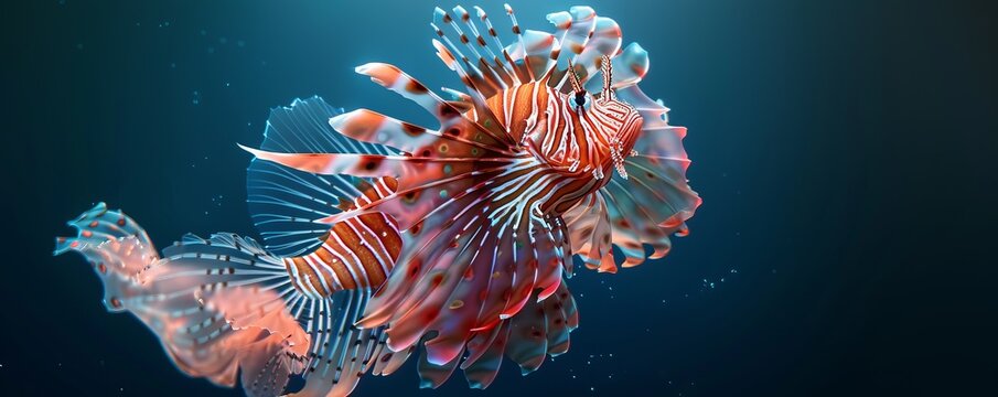 Striking lionfish with flowing fins, 4K hyperrealistic photo