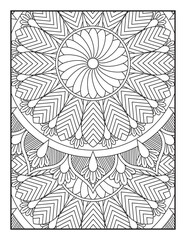 Mandala Coloring Book For Adult. Mandala Coloring Book. coloring page for children and adults. Mandala Coloring Pages. Seamless vector pattern. Black and white linear drawing.