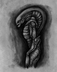 Alien creature, sketch - digital painting  © neurostructure