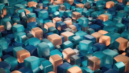 Obraz premium Seamless 3D Pattern of Abstract Blue Cubes Versatile Design for Fabric or Wallpaper Printing