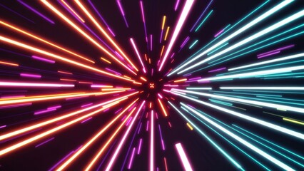 Vibrant light movement with dynamic speed Neon lines and laser beams on a clear backdrop
