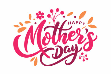 happy mother's day typography  on White Background 