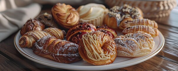 Fototapeta premium Plate of assorted pastries, 4K hyperrealistic photo