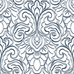 Seamless pattern with stylized ethnic pattern. Hand-drawn illustration.