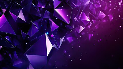 Modern violet digital illustration featuring abstract geometric patterns with triangular cells and polygons on a dark background. -