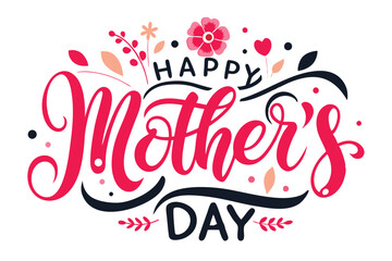 happy mother's day typography  on White Background 