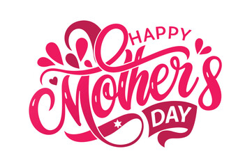 happy mother's day typography  on White Background 