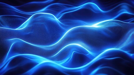 Obraz premium Premium blue neon background featuring elegant and soft wave illustrations. Ideal for wallpaper, banners, and posters.