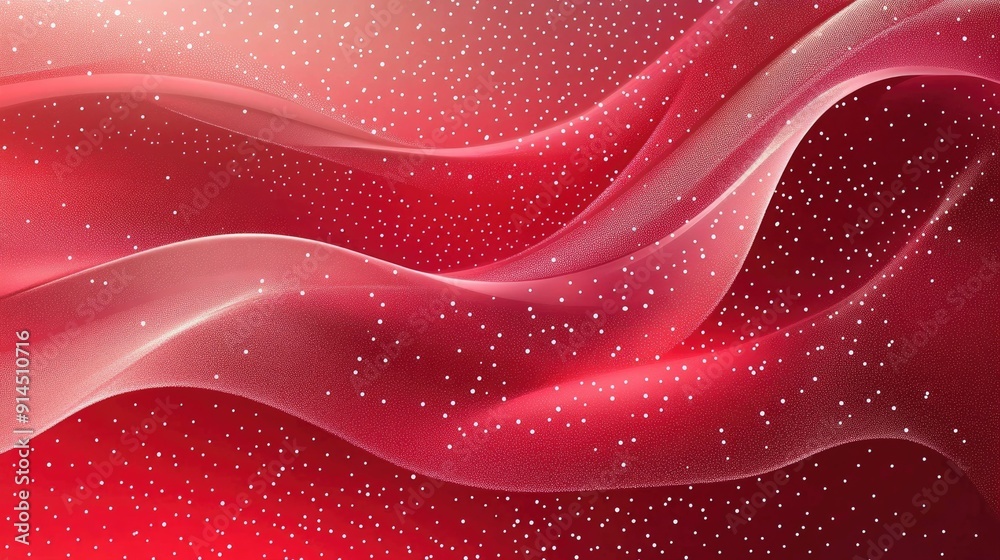 Fototapete red wave-themed abstract background with white dot embellishments, creating a vibrant and modern des