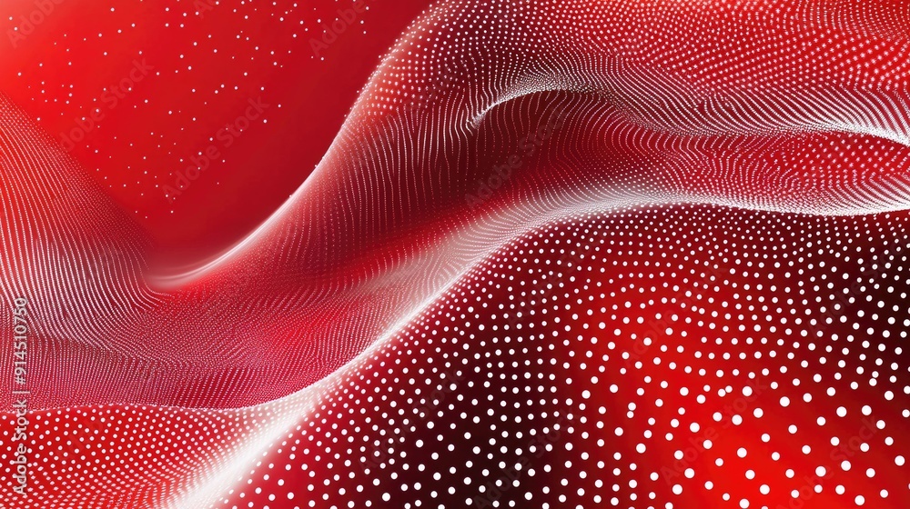 Fototapete red wave-themed abstract background with white dot embellishments, creating a vibrant and modern des