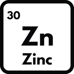 Zinc chemical element icon isolated on white background . Zinc icon vector