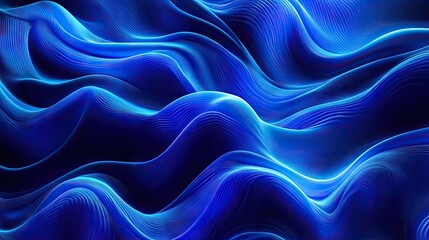 Obraz premium Soft and elegant blue neon waves on a background, perfect for premium wallpaper, banner, and poster designs.