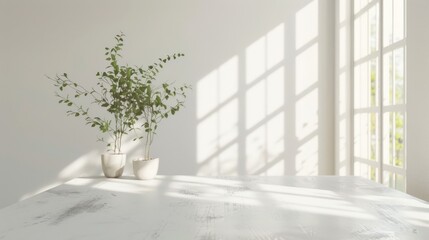 Retro white tabletop with window backdrop