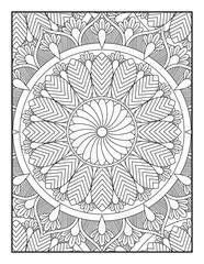 Mandala Coloring Book For Adult. Mandala Coloring Book. coloring page for children and adults. Mandala Coloring Pages. Seamless vector pattern. Black and white linear drawing.
