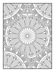 Mandala Coloring Book For Adult. Mandala Coloring Book. coloring page for children and adults. Mandala Coloring Pages. Seamless vector pattern. Black and white linear drawing.
