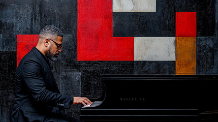  Independent Jazz Musician Performing a Solo An evocative image capturing the essence of a talented jazz artist immersed in his music with vibrant artistic elements highlighting the passion and soul