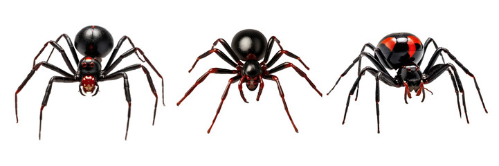 Obraz premium Black Widow Spider Collection on Transparent Background