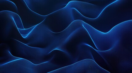 Obraz premium Wave line pattern on an abstract dark blue background, suitable for technology-themed flyers, covers, and brochures.
