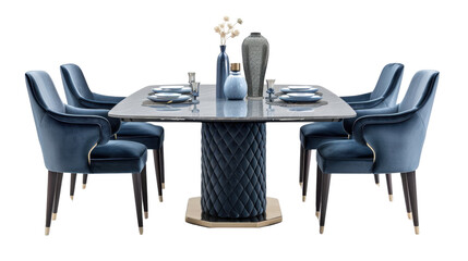 Luxury dining table set on transparent background