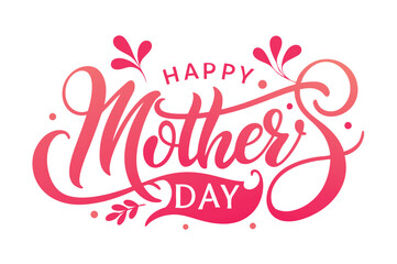 happy mother's day typography  on White Background 