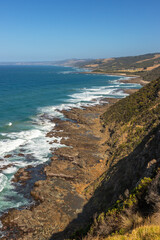 Scenic exposure along the Great Ocean Road with awesome natural formations, VIC, Australia