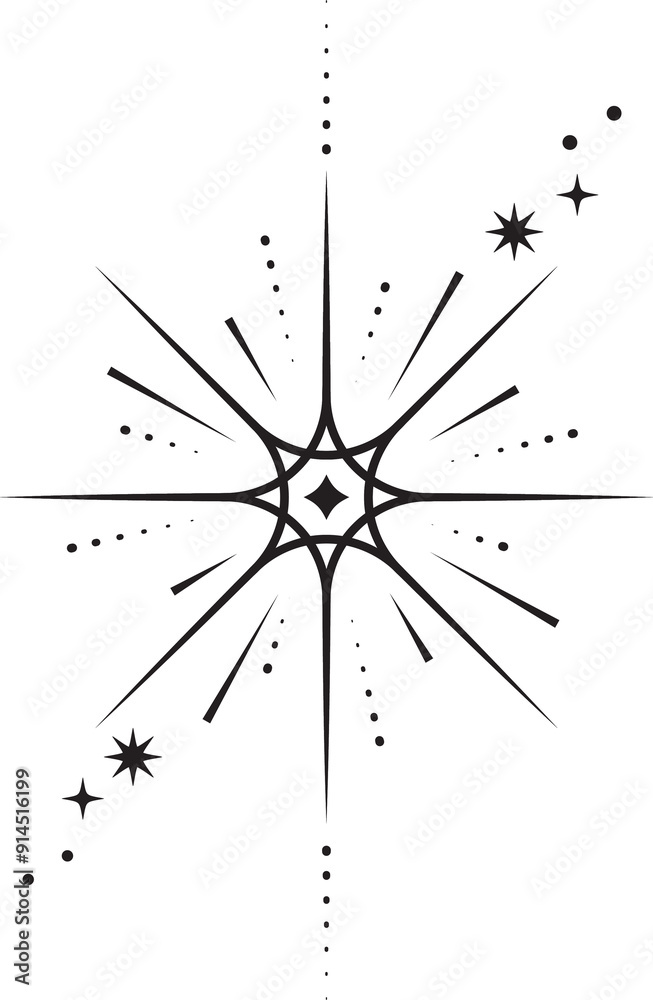 Poster line icons of stars. sparks and shiny abstract glitter symbol with light effect. minimal y2k magic t