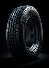 Obraz premium new car tires on a black background