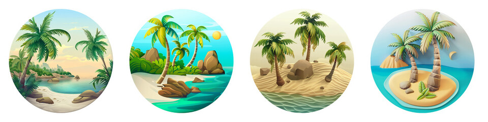 Fototapeta premium Oasis clipart collection, symbol, logos, icons isolated on transparent background