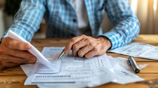 Man filling out workers compensation claim after being injured.