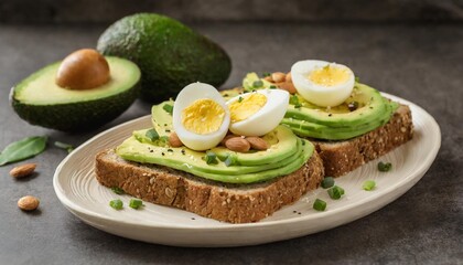 Whole Wheat Bread with Avocado and Boiled Eggs