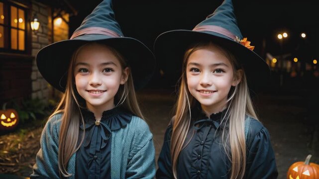 Halloween. Trick-or-treat. Children dressed in various Halloween costumes, capturing the spirit of Halloween festivities. For Halloween themes, festive occasions, events, and seasonal celebrations.