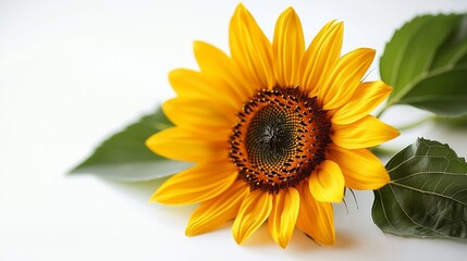 Fototapeta premium Vibrant Sunflower on White Background