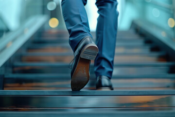 Obraz premium Businessman climbing up the stairs. Concept of success