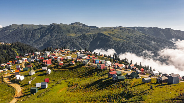 Aerial view of Gomismta village in the Ozurgeti Municipality of Guria in western Georgia