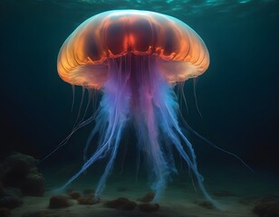 Fototapeta premium Jellyfish floating in the water.