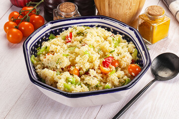 Vegan cuisine couscous with vegetables