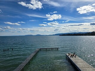 Obraz premium Beautiful calm lakes next to mountains