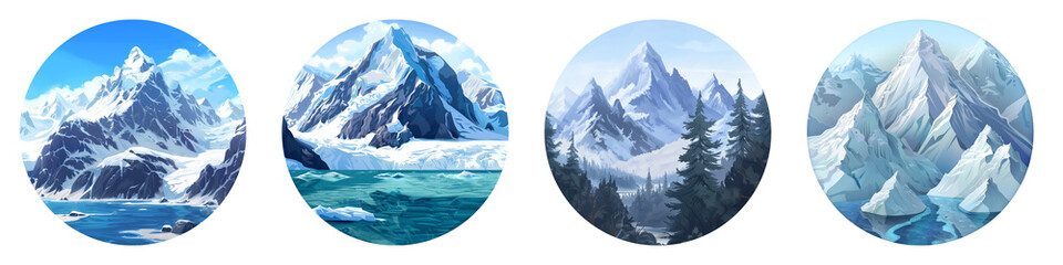 Obraz premium Tundra clipart collection, symbol, logos, icons isolated on transparent background