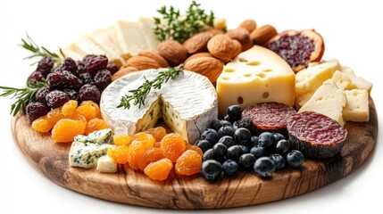 Gourmet Cheese Platter with Almonds and Dried Fruits, High in Calcium for Healthy Snacking and Entertaining