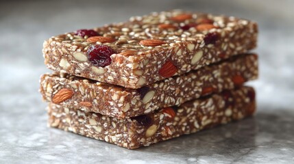 Nutty Homemade Protein Bars with Seeds and Dried Fruit, Healthy Snack Option