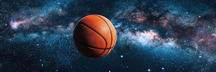 basketball in space, copy space 