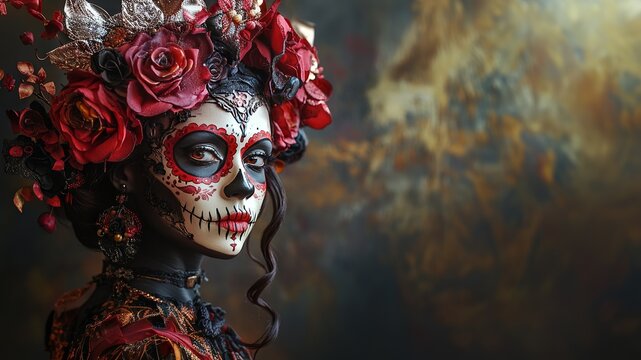 hispanic girl with calavera katrina makeup, Hispanic Heritage Month