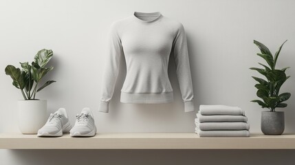 Sportswear Activewear Mockup on Light Background for Fitness Clothing Brand Promotion