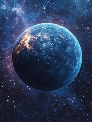 Obraz premium A Lone Planet in a Starry Expanse